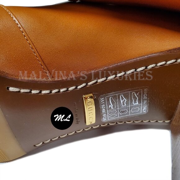 GUCCI BOOTS ADIDAS X KNEE HIGH STRIPE BROWN LEATHER  sz 38 8 US - Picture 13 of 16